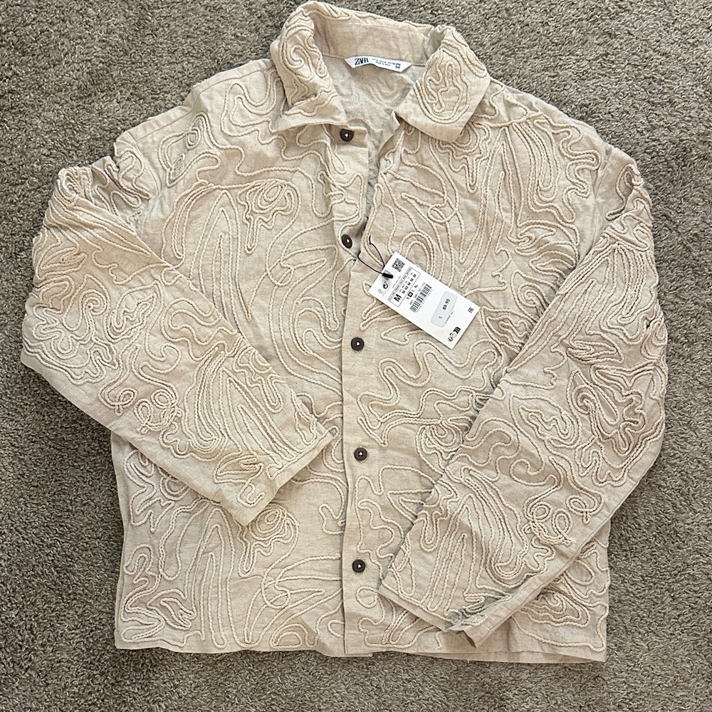 Zara Beige Textured Jacket